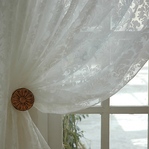 

Ready Made Eco-friendly Sheer Curtains Shades Two Panels Jacquard / Bedroom