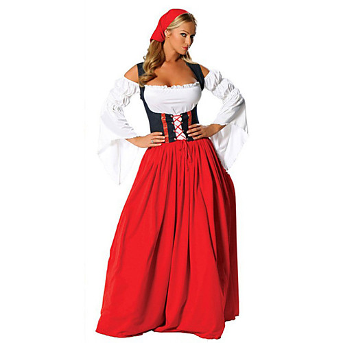 

Oktoberfest Beer Dirndl Trachtenkleider Women's Dress Headwear Bavarian Vacation Dress Costume Red / Cotton