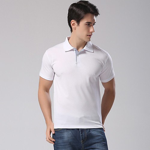 

Men's Polo Solid Colored Plus Size Pure Color Short Sleeve Daily Tops Cotton White Yellow Red