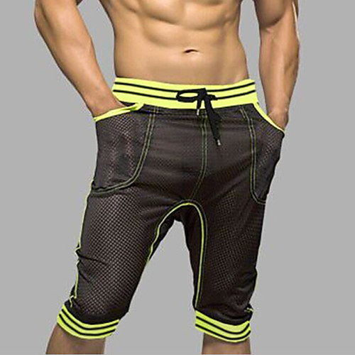 

Men's Mesh Super Sexy Boxers Underwear Striped 1 Piece Black S M L