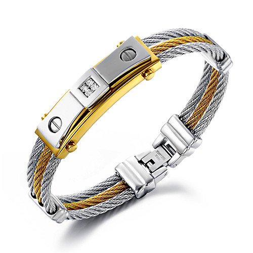 

Men's Chain Bracelet Layered Personalized Luxury Hip-Hop Multi Layer 18K Gold Plated Bracelet Jewelry Gold / Silver For Christmas Gifts Wedding Party Casual Daily Sports / Stainless Steel