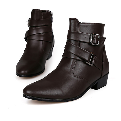 

Men's Boots Comfort Shoes Work Boots Vintage British Party & Evening Outdoor Office & Career Walking Shoes Microfiber Height-increasing 10.16-15.24 cm Booties / Ankle Boots White Black Brown Fall