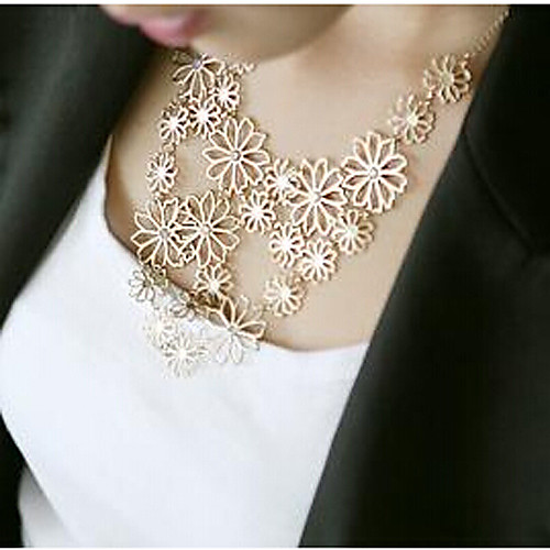 

Cheap Statement Party Alloy Gold White Necklace Jewelry For