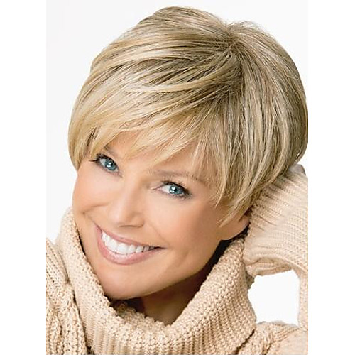 

Synthetic Wig Straight Straight Pixie Cut With Bangs Wig Blonde Short Light Brown Synthetic Hair Women's Side Part Blonde StrongBeauty