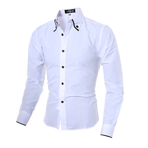 

Men's Shirt Solid Colored Long Sleeve Daily Tops Cotton Chinoiserie White Black