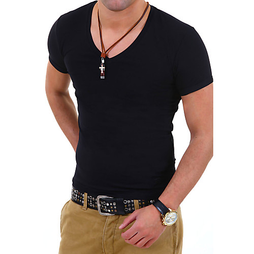 

Men's T shirt Solid Colored Plus Size Short Sleeve Daily Tops White Black Navy Blue