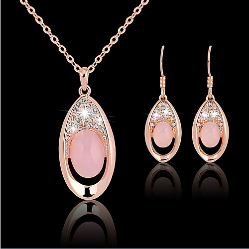 

Crystal Jewelry Set Pendant Necklace Ladies Party Work Fashion Cubic Zirconia Rose Gold Plated Earrings Jewelry Rose Gold For Party Special Occasion Anniversary Birthday Gift