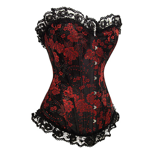 

Women's Hook & Eye Overbust Corset - Floral, Lace / Jacquard Red S M L / Going out