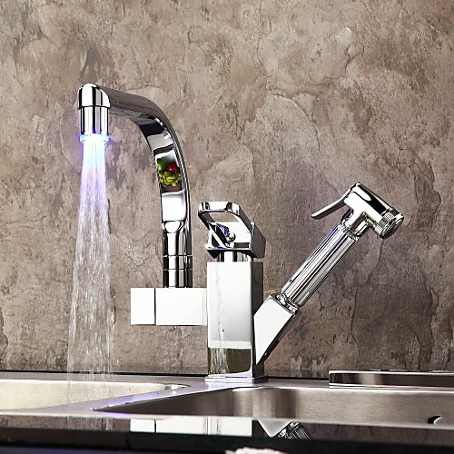 

Kitchen faucet - One Hole Chrome Pull-out / ­Pull-down Deck Mounted Contemporary Kitchen Taps / Single Handle One Hole