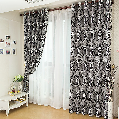 

Custom Made Blackout Blackout Curtains Drapes Two Panels Black / Jacquard / Bedroom