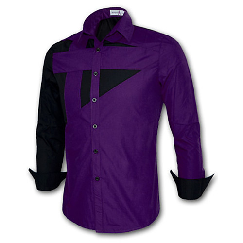 

Men's Shirt Patchwork Plus Size Long Sleeve Daily Tops Wine White Black