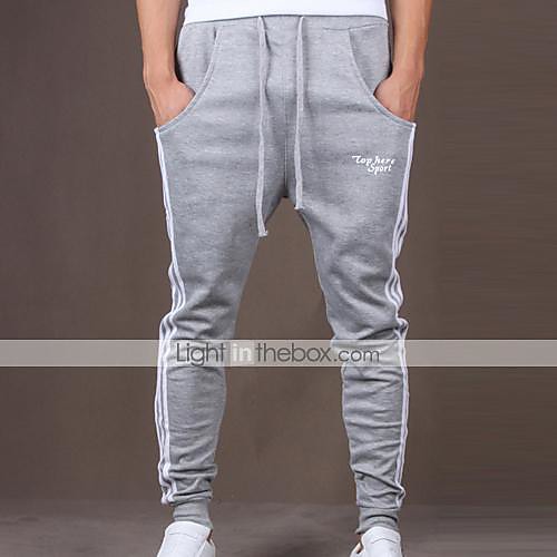 

Men's Active Cotton Sport Casual Sports Active Relaxed Sweatpants Pants Striped Full Length Black Navy Blue Light gray