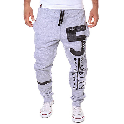 

Men's Active / Basic Casual Sports Weekend Loose / Active / Relaxed wfh Sweatpants - Letter Black Dark Gray Light gray L XL XXL