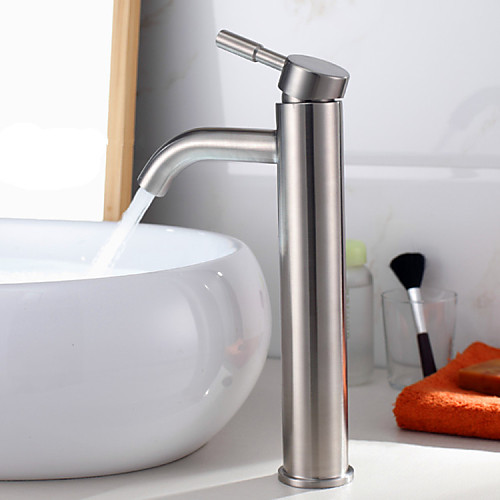 

Bathroom Sink Faucet - Waterfall Nickel Brushed Widespread One Hole / Single Handle One HoleBath Taps
