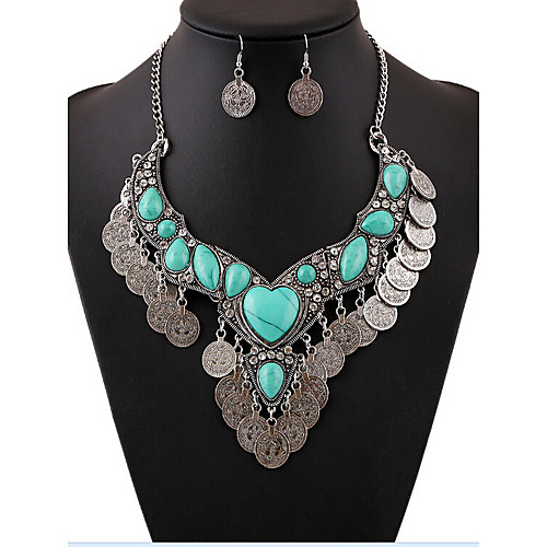 

Luxury Vintage Party Fashion European Synthetic Gemstones Cubic Zirconia Resin Silver Plated Imitation Diamond Necklace Earrings