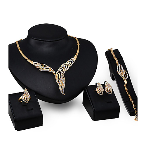 

Women's Jewelry Set Statement Ladies Elegant Earrings Jewelry Gold For Wedding Party Masquerade Engagement Party Prom Promise 4pcs / Rings / Necklace