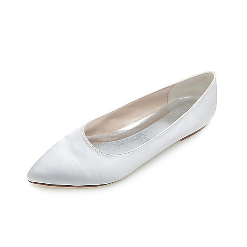 

Women's Flat Heel Wedding Flats Wedding Party & Evening Satin White Silver