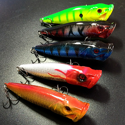 

5 pcs Fishing Lures Popper Floating Bass Trout Pike Sea Fishing Bait Casting Ice Fishing