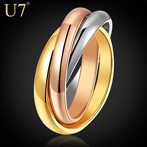 

Women's Ring Rainbow Stainless Steel Gold Plated Rose Gold Plated Ladies Unusual Unique Design Wedding Daily Jewelry Stack Two tone Russian Wedding Ring