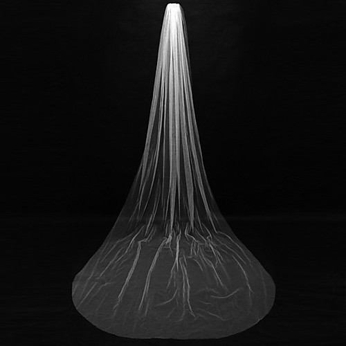 

One-tier Cut Edge Wedding Veil Chapel Veils with Ruched Tulle / Classic