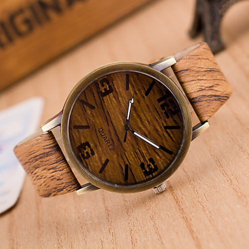 

Women's Wrist Watch Quartz Leather Brown / Khaki Casual Watch Analog Ladies Vintage Fashion Wood - 4# 5# 6# One Year Battery Life / Tianqiu 377