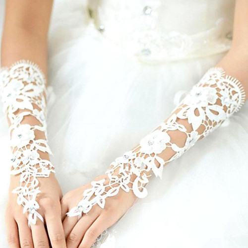 

Lace / Cotton / Polyester Wrist Length / Elbow Length Glove Charm / Stylish / Bridal Gloves With Acrylic / Embroidery / Solid