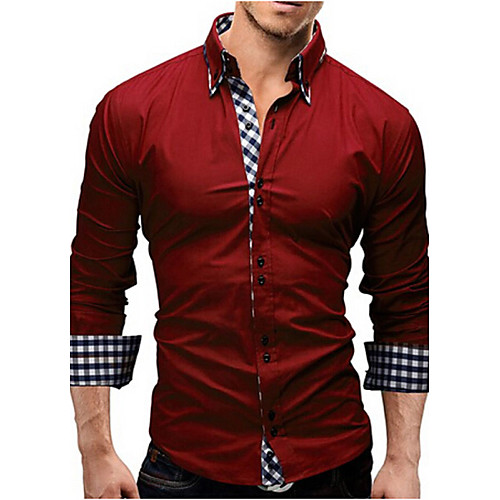 

Men's Solid Colored Slim Shirt Business Daily Work Spread Collar White / Black / Red / Royal Blue / Navy Blue / Spring / Fall / Long Sleeve