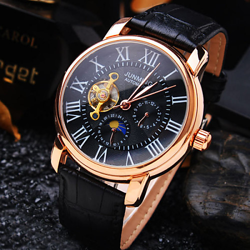 

Men's Wrist Watch Mechanical Watch Automatic self-winding Leather Black / Brown 30 m Water Resistant / Waterproof Hollow Engraving Analog Ladies Luxury - Black Brown / White / Stainless Steel