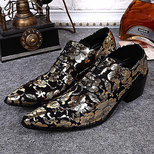 

Men's Oxfords Leather Shoes Novelty Wedding Party & Evening Leather Golden Fall Spring / Lace-up / EU40