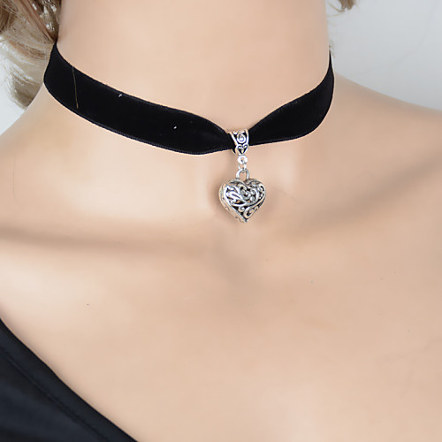 

Women's Choker Necklace Pendant Necklace Tattoo Choker Heart Love Hollow Heart Ladies Tattoo Style Tassel Alloy Silver Necklace Jewelry For Thank You Valentine