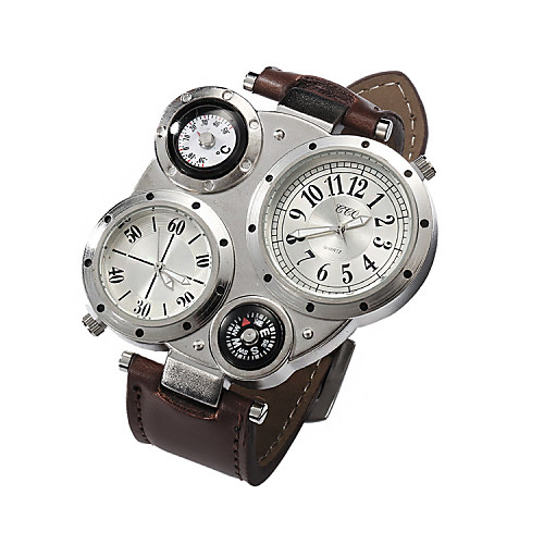 

Men's Wrist Watch Quartz Leather Black Casual Watch Analog Charm - Coffee Blue Dark Brown / Stainless Steel