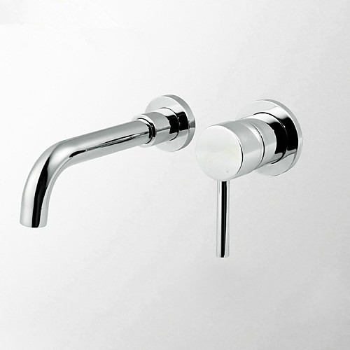 

Bathroom Sink Faucet-Separate handle and faucet / rotary / chrome / wall-mounted single-handle two-hole bathroom faucet