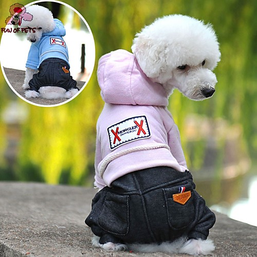 

Dog Hoodie Jumpsuit Puppy Clothes Jeans Fashion Cowboy Winter Dog Clothes Puppy Clothes Dog Outfits Pink Dark Blue Light Blue Costume for Girl and Boy Dog Polar Fleece Cotton XS S M L XL