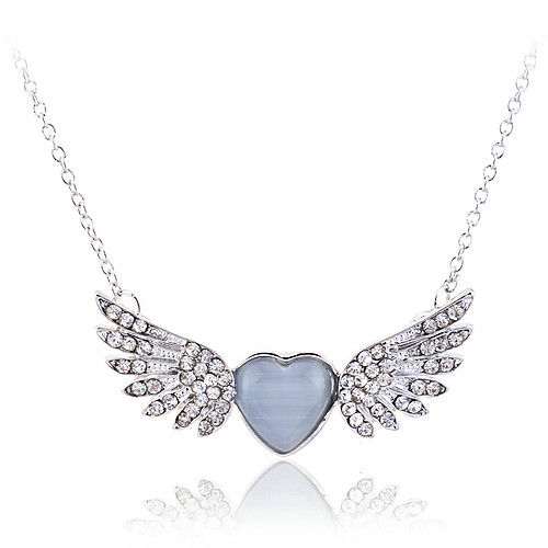 

Women's Crystal Pendant Necklace Statement Necklace Wings guardian angel Luxury Fashion Crystal Opal Imitation Diamond Silver Golden Necklace Jewelry For Party Daily Casual