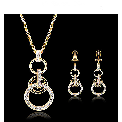 

Jewelry Set Pendant Necklace Ladies Vintage Party Work European 18K Gold Plated Cubic Zirconia Earrings Jewelry Gold For Wedding Masquerade Engagement Party Prom Promise