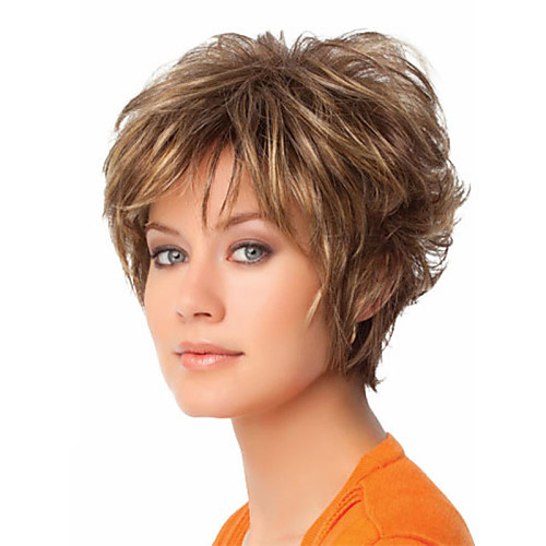 

Synthetic Wig Wavy Wavy Pixie Cut With Bangs Wig Blonde Short Blonde Synthetic Hair Women's Blonde