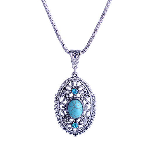 

Women's Crystal Pendant Necklace Ladies Luxury European Crystal Rhinestone Imitation Diamond Light Blue Necklace Jewelry For Party Daily Casual