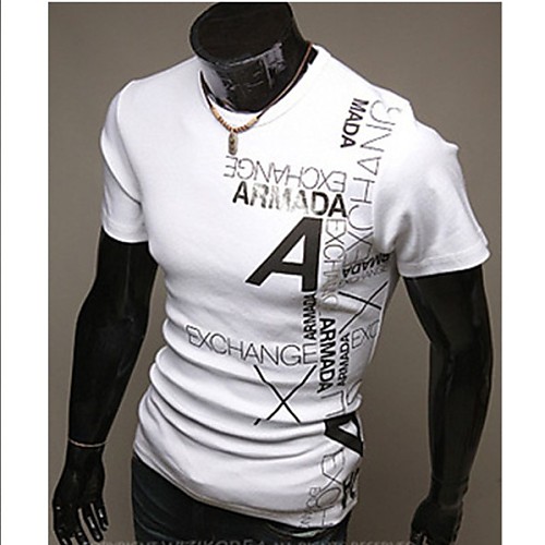 

Men's T shirt Graphic Letter Plus Size Print Short Sleeve Daily Tops Cotton Active Wine White Dark Gray