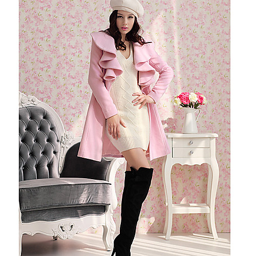 

Women's Work Vintage Coat-Solid Colored,Ruffle