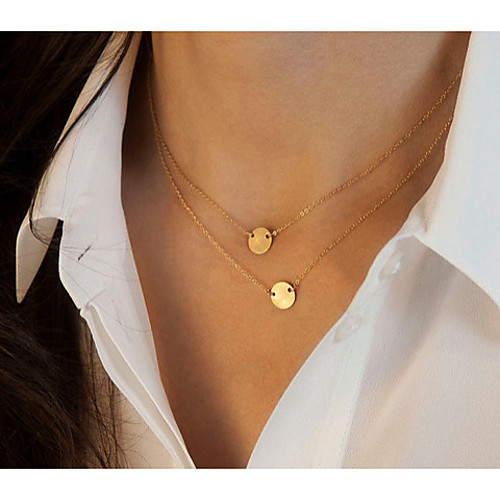 

Women's Pendant Necklace Double Ladies Fashion Alloy Golden Necklace Jewelry For Wedding Party Daily Casual