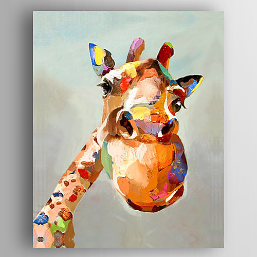 

Oil Painting Hand Painted - Animals / Pop Art Modern Canvas / Stretched Canvas
