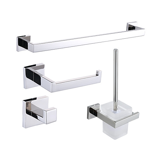 

Bathroom Accessory Set Contemporary Stainless Steel 4pcs - Hotel bath Toilet Paper Holders / Robe Hook / tower bar