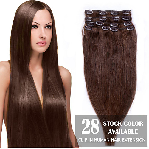 

Clip In Hair Extensions Human Hair 1 Bundle Pack Straight Hair Extensions