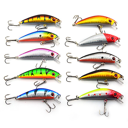 

10 pcs Fishing Lures Hard Bait Minnow Lure Packs Bass Trout Pike Sea Fishing Freshwater Fishing Bass Fishing