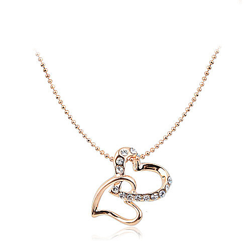 

Women's Crystal Pendant Necklace Y Necklace Mother Daughter Heart Flower Interlocking Hollow Heart Ladies Crystal Alloy Silver Golden Necklace Jewelry For Party Party / Evening Thank You Daily Casual