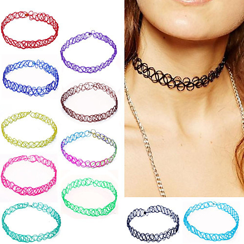 

Women's Choker Necklace Gothic Jewelry Cheap Ladies Fashion Resin Rose Light Blue Rainbow Necklace Jewelry For Daily Casual Sports