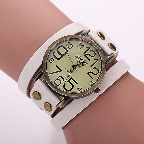 

Women's Wrist Watch Quartz Quilted PU Leather Black / White / Blue Analog Ladies Vintage Bohemian Fashion - Red Green Blue One Year Battery Life