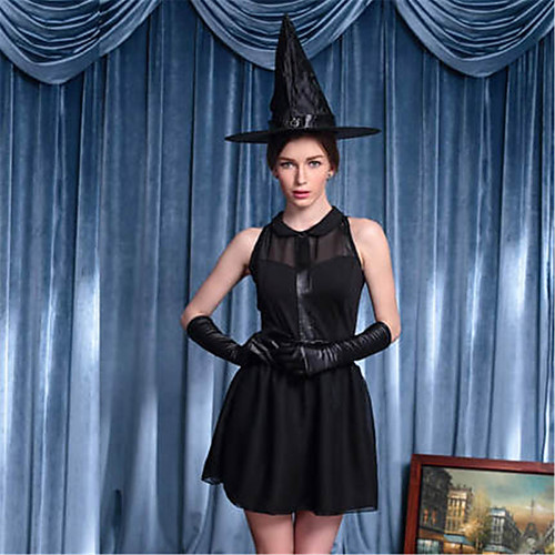 

Witch Broom Witch Cosplay Costumes Sexy Uniforms Vacation Dress Women's Solid Colored Halloween / Hat / Hat