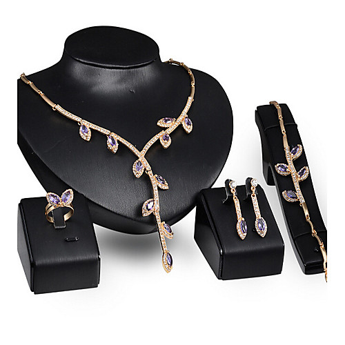 

Jewelry Set Pendant Necklace Band Ring Ladies Vintage Party Link / Chain European Fashion Rose Gold Cubic Zirconia Earrings Jewelry Gold / Purple For Party Special Occasion Anniversary Birthday