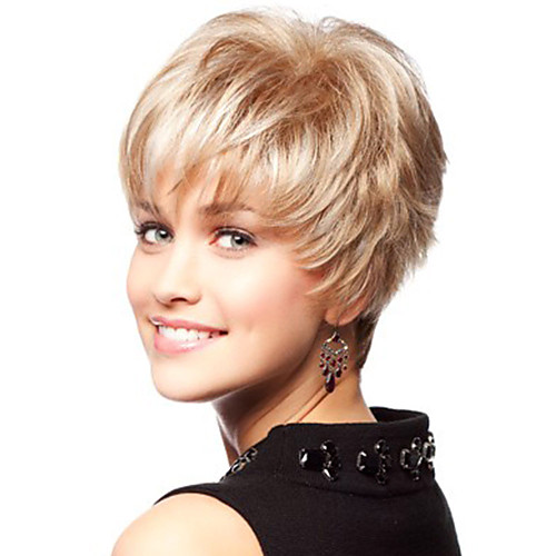 

Human Hair Blend Wig Straight Short Hairstyles 2020 Straight Capless Dark Brown / Dark Auburn Strawberry Blonde / Bleach Blonde Beige Blonde / Bleach Blonde